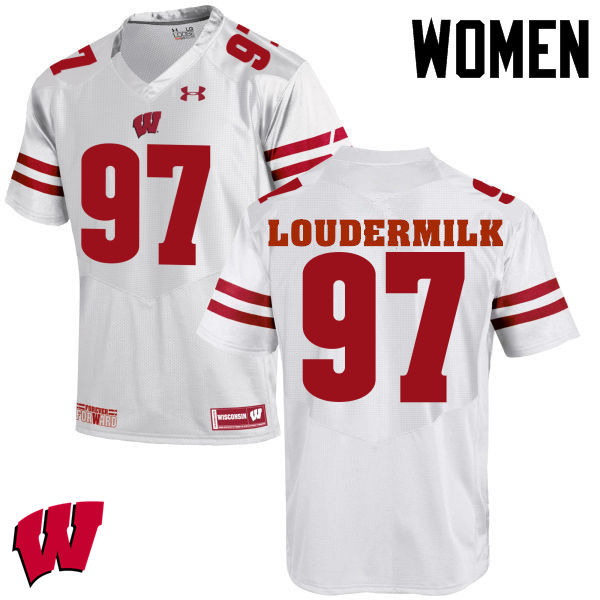Wisconsin Badgers Women's #97 Isaiahh Loudermilk NCAA Under Armour Authentic White College Stitched Football Jersey DU40B37KX